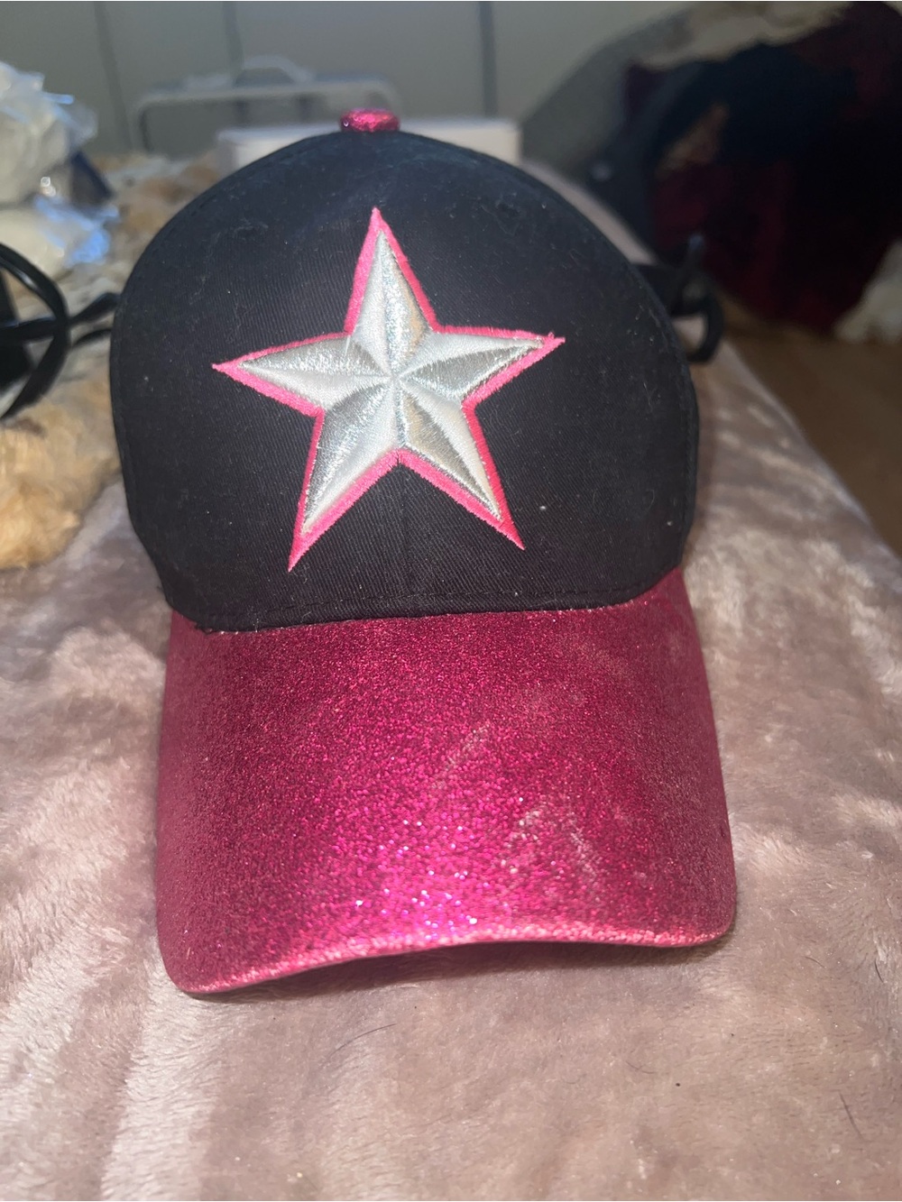 Sparkle Star Pink and Black Baseball Cap - Women's Hat